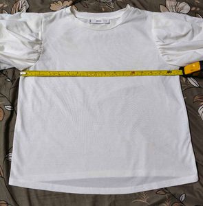 Mango brand White Puff Sleeve Top