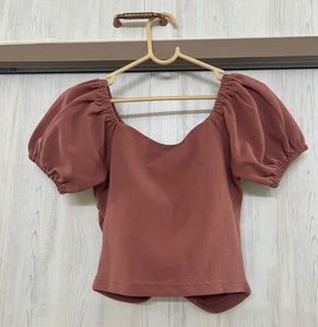 Off shoulder Peach Ruched Top