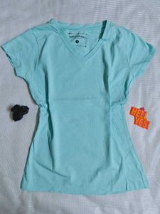 🆕 Light Blue V-Neck Basic T-Shirt