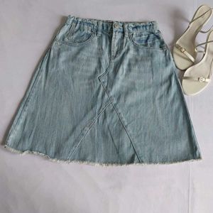 Light Wash Denim A-Line Skirt