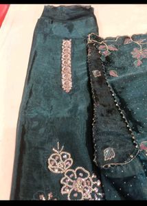 Elegant Teal cut dana Kurta Set