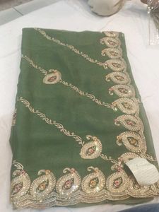 Embellished Green Silk Saree