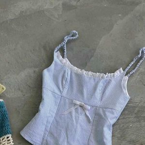y2k Cute Pinstripe Cami Top