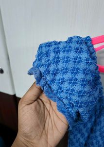 Blue Patterned Puff Sleeve Mini Dress