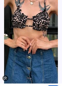 Leopard Print Bikini Top