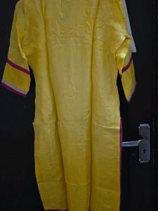 Bright Yellow Embroidered Kurta