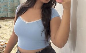 Cute Blue Ribbed Crop Top