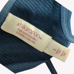 Blue Ribbed Sports Bra