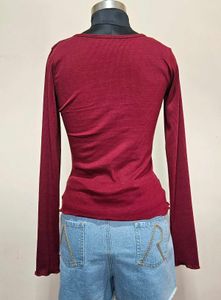 Blood Red Ribbed Top