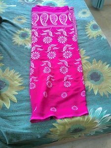 Vibrant Pink Floral Print Saree