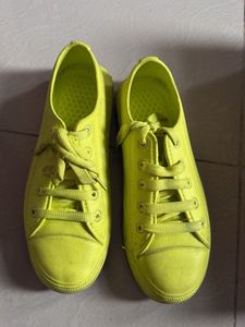 Bright Yellow Lace-Up Sneakers