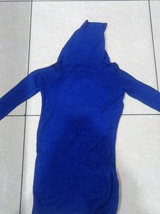 Blue Embellished turtle neck Tunic Top