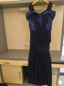 Stunning Navy Blue Sequin Gown
