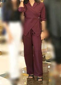 Wrap Style Co-ord Set, actually wine in colour, so