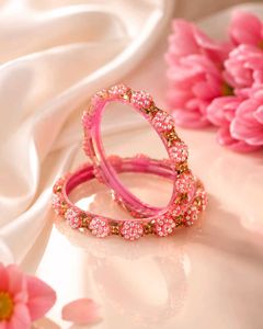Beautiful Pink Beaded Bangles