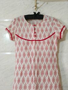 Red Print Short Sleeve Dress