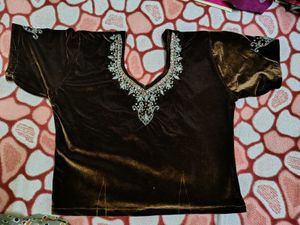 Embellished Velvet Blouse