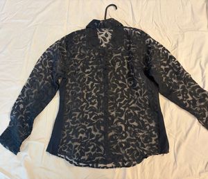 Elegant Sheer Black Floral Blouse