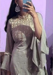 Elegant Grey Kurta Set with Sharara