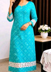 Teal Kurta with Diamond Pattern