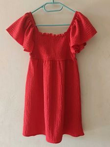 Red Ruffled Mini Dress