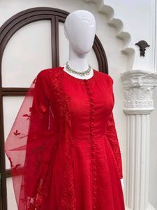 Stunning Red Embroidered Kurta Set with Dupatta