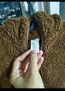 H&M unisex brown fur hoodie jacket