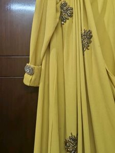 Elegant Mustard Draped Dress Size M