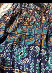 Boho Elephant Print Blue Skirt
