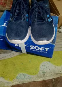 Blue &amp; White Striped Sneakers