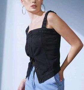 Cute Black Denim Tank Top