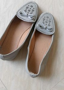 Gray Bow Accent Flats Loafers For Womens