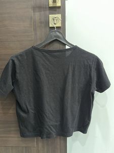 Cute Black Crop Top with Heart Design