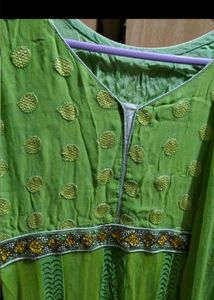 Green Embroidered Anarkali with Dupatta