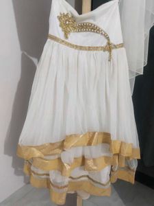 White &amp; Gold Embellished Lehenga Choli Set