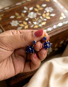 Boho Blue Beaded Flower Earrings✨😍💙