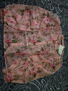 Sheer Floral Button-Up Blouse