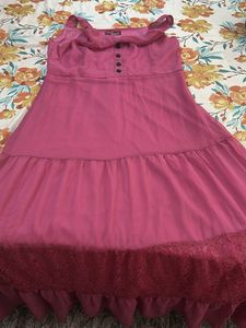 Chic Pink Button-Front Dress with size L