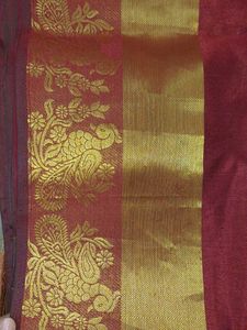 Elegant Maroon Saree with Golden Border