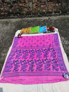 Pink Floral Sare (JAMDANI SAREE)