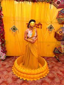 • Haldi Special Draped Lehenga