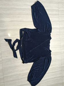 Navy Blue Pleated Wrap Top