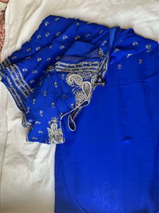 Royal Blue Stone Work Designer Saree