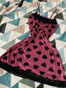 y2k Cute Pink Heart Print Nightdress