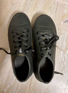 Olive Green Lace-Up Sneakers