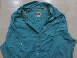 Turquoise Button-Up Shirt