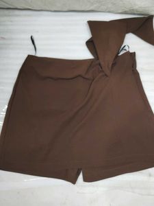 ZASTRAA Stylish Brown Wrap Skirt