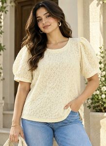 Chic Puff Sleeve Textured Top