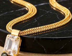 Gold Layered Necklace with Crystal Pendant