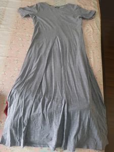 Grey Colour FABALLEY Floor Lenght Front Slit Top